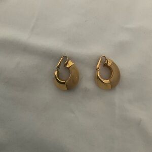 Vintage Trifari Gold and Tan Hoop Earrings